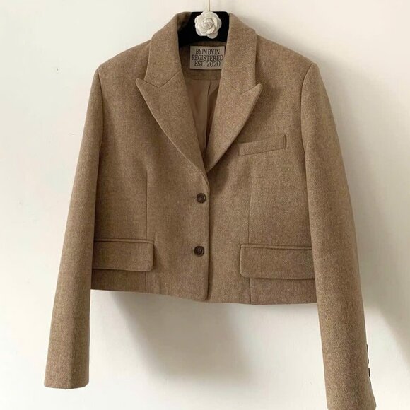 Polo Ralph Lauren Jackets & Blazers - Cropped Brown Wool Blazer